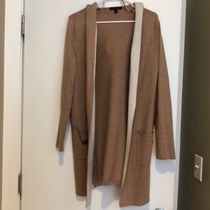 Tan long cardigan with Hood